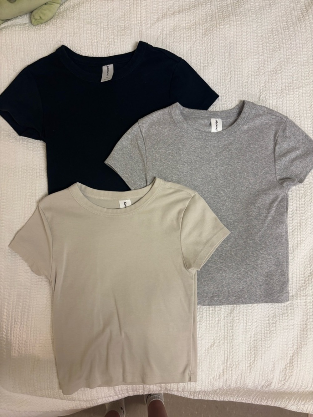 Everyday Ribbed Crop Tee - Black, Gray, Cream